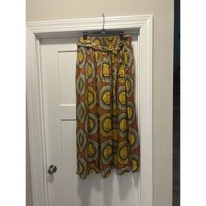 Touch Me African Ethnic Inspired Boho Print Smocked Maxi Skirt Size 1X Belted